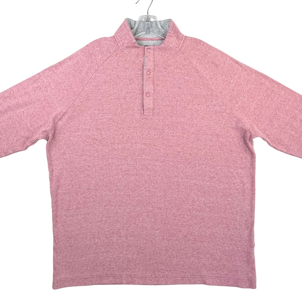 johnnie-O 1/4 Snap Mock Neck Pullover Men XL Malibu Red Pink Preppy Country Club - Picture 6 of 12